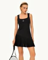 Теннисное платье с юбкой плиссе Painted Black, M, Черный