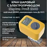 Кран шаровый Neptun Profi 220В муфтовый (ВР/ВР), нержавеющая сталь Ду 25 (1")