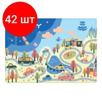 Комплект 42 шт, Клеенка для уроков труда Мульти-Пульти "Автопутешествия", 35*50см, ПВХ