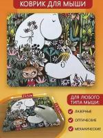 Коврик для мыши с принтом мультфильм муми тролль (moomin, снуснумрик, природа, пейзаж) - 9057