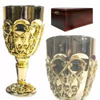 Подарки Кубок для вина "Императорский" из стекла и латуни в футляре (235 мл)