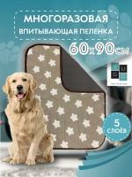 Пеленка (коврик, подстилка) для собак впитывающая (непромокаемая) многоразовая YUGO for you dog 60*90 см (кофейная)