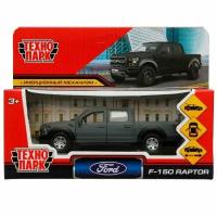 Машина металл FORD F150 RAPTOR SOFT 12 см, двери, багаж, инерц, серый, кор. Технопарк