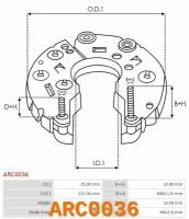 Диодный мост генератора MERCEDES BUS 1117, 1317, MERCEDES Atego I 1215 1217 1223 1228, SCANIA, VOLVO B 12, VOLVO F, VOLVO FL, (ARC0036)