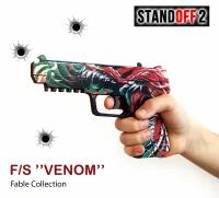 Деревянный пистолет Standoff 2 Five Seven Venom / Игрушечный пистолет Стандофф 2 резинкострел