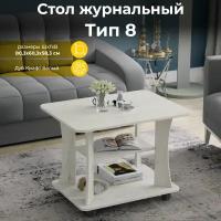 Стол журнальный на колесиках с полкой серый (ВхДхГ) 58х80х60 см, Тип 8