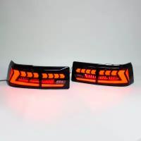 Задние фонари ВАЗ 2110, 2112 тюнинг в стиле Ауди AUDI 2.0, левый правый фонарь 2110-12 BestPartner черные, комплект 2шт
