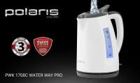 Чайник электрический Polaris PWK 1708C Water Way Pro, 2200 Вт, 1.7 л, залив воды без открытия крышки, контроллер STRIX, автоотключение, белый/серый
