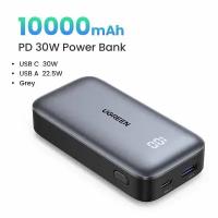 Внешний аккумулятор UGREEN PB502 (25185) 10000mAh Mini Quick Charging 30W Power Bank 30W с цифровым экраном. Цвет: серый