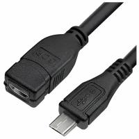 GCR Удлинитель 0.5m MicroUSB M/F, черный, 28/28 AWG, GCR-52444 Greenconnect GCR-52444