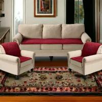 Комплект накидок на угловой, прямой диван, кресло дивандеки 2 шт 90*160 см и 90*210 см. Цвет бордовый