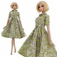 Платье-рубашка цвета "Горчичные цветы" для кукол 29 см. типа барби