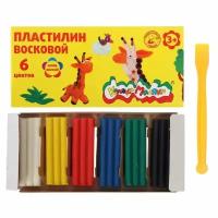 Пластилин Каляка-Маляка восковой, 6 цветов, 90 г, со стеком (ПВКМ06)