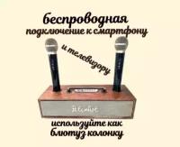 Беспроводная караоке-система под дерево с улучшением голоса. Подключение к смартфону и телевизору. Используйте как блютуз колонку