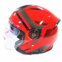 Шлем KSM Pro 626 открытый+очки красно-черный глянцевый (M) VCAN586
