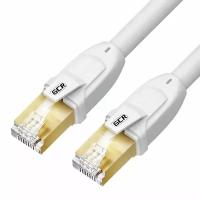 Патч-корд Deluxe FTP cat.6 10 Гбит/с RJ45 LAN ethernet high speed кабель для интернета медный контакты и коннектор 24K GOLD (GCR-FTP61) белый 5.0м