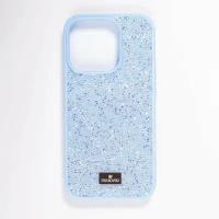 Чехол Swarovski iPhone 13 Pro Max / Чехол сваровски для айфона 13 Про Макс / Голубой