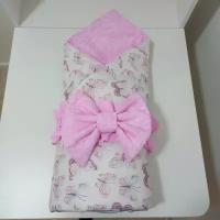 Конверт - одеяло для новорожденных Mamdis бело-розовое