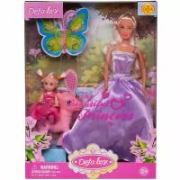Игровой набор Кукла Defa Lucy в фиолетовом платье с куколкой-дочкой на пони, высота кукол 29 и 10 см 8077d/фиолетовое