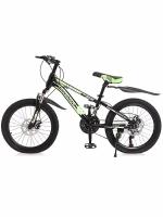 Подростковый велосипед Trioblade MTB 20", черно-зеленый, размер рамы 12", колеса 20 дюймов