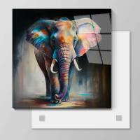 Картина на стекле - "Акварель слон" размер 50-50 см