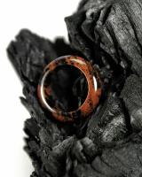 Кольцо Обсидиан махагоновый - размер 17-18, натуральный камень - поможет воплотить заветные желания