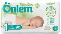 Onlem Подгузники детские Newborn Botanika Jumbo, размер 1, 2-5 кг, 32 шт, для новорожденных