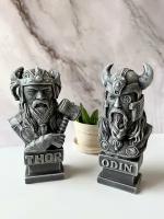 Набор статуэток скандинавские боги Тор и Один. Гипс. Цвет серый
