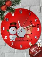 Настенные часы УФ "Новый год Дед мороз (снеговик, олень, Санта Клаус) - 6050"