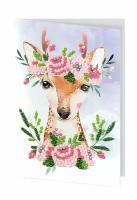 Набор "фрея" кристальная (алмазная) мозаика ALVO-603 открытка "Оленёнок с цветами" 14.8х10.5 см