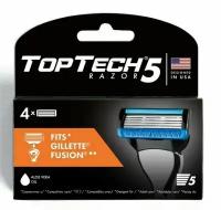 Мужские сменные кассеты Top Tech Razor 5 с 5-ю лезвиями, 4 штуки