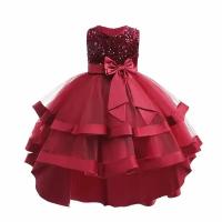 Нарядное платье для девочки, размер 140, бордовый