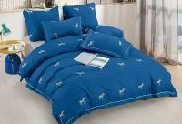 Постельное белье Alanna Comfort, 1.5 спальное, Бархатный сатин, Зебры на синем