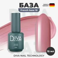 База для ногтей Diva Nail Technology №10 укрепляющее выравнивающее нюдовое цветное покрытие для френча, камуфлирующая нюдовая основа для гель лака, пудровая розовая, 15 мл