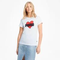 Футболка/Puma/58789702/Heart Tee/белый/XS