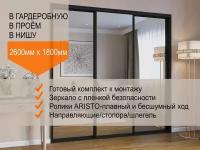 Двери для гардеробных и шкафов купе, зеркальные, в проём 2600х1800мм. Комплект 3шт