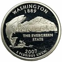 США 25 центов (1/4 доллара) 2007 г. (Квотеры 50 штатов - Вашингтон) (S) (Ag) (Proof)