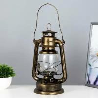 RISALUX Керосиновая лампа декоративная черный с золотой патиной 14х18х27,5 см