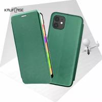 Чехол книжка KaufCase для телефона Apple iPhone 11 (6.1"), темно-зеленый. Трансфомер