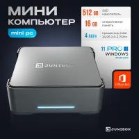 Мини ПК JuniBox неттоп К3+ DDR 16gb/SSD 512gb intel celeron up to 2.7 GHz, черный