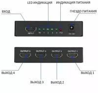 Сплиттер аудио-видео PREMIER 5-872-4, HDMI (f) - 4xHDMI (f), ver 1.4, черный