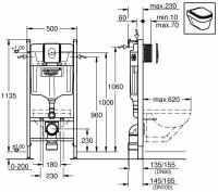 Унитаз с инсталляцией и кнопкой смыва Grohe Solido 39116000