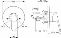 Смеситель Ideal Standard Ceraplan 2 A5960AA для душа с внутренней частью