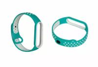 Silicone strap / Силиконовый ремешок перфорированный NK для Xiaomi Mi Band 5 (5), бирюзовый+белый, на кнопке