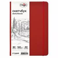 Блокнот/Скетчбук А5 (148х210 мм), 80 листов, 140 гр/м2, бумага-слоновая кость, Винный, Студия, артикул 50S01B780IW