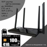 WiFi роутер NETIS MW5360 + сим карта с интернетом и раздачей 100ГБ за 410р/мес