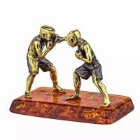 Статуэтка из бронзы и янтаря "Боксеры на ринге"