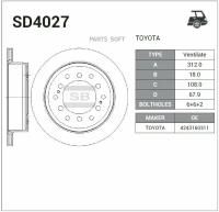 SANGSIN BRAKE SD4027 Диск тормозной задний TOYOTA LC Prado J150 /Vent D=312mm SANGSIN BRAKE SD4027