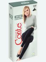 Леггинсы женские из хлопка и LYCRA®, Conte COTTON Leggings 250 den, размер 6=XXL c большой вставкой сзади, цвет Nero=Чёрный