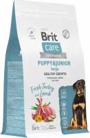 Сухой корм для щенков крупных пород Brit Care Dog Puppy&Junior L Healthy Growth, с индейкой и ягненком 3 кг